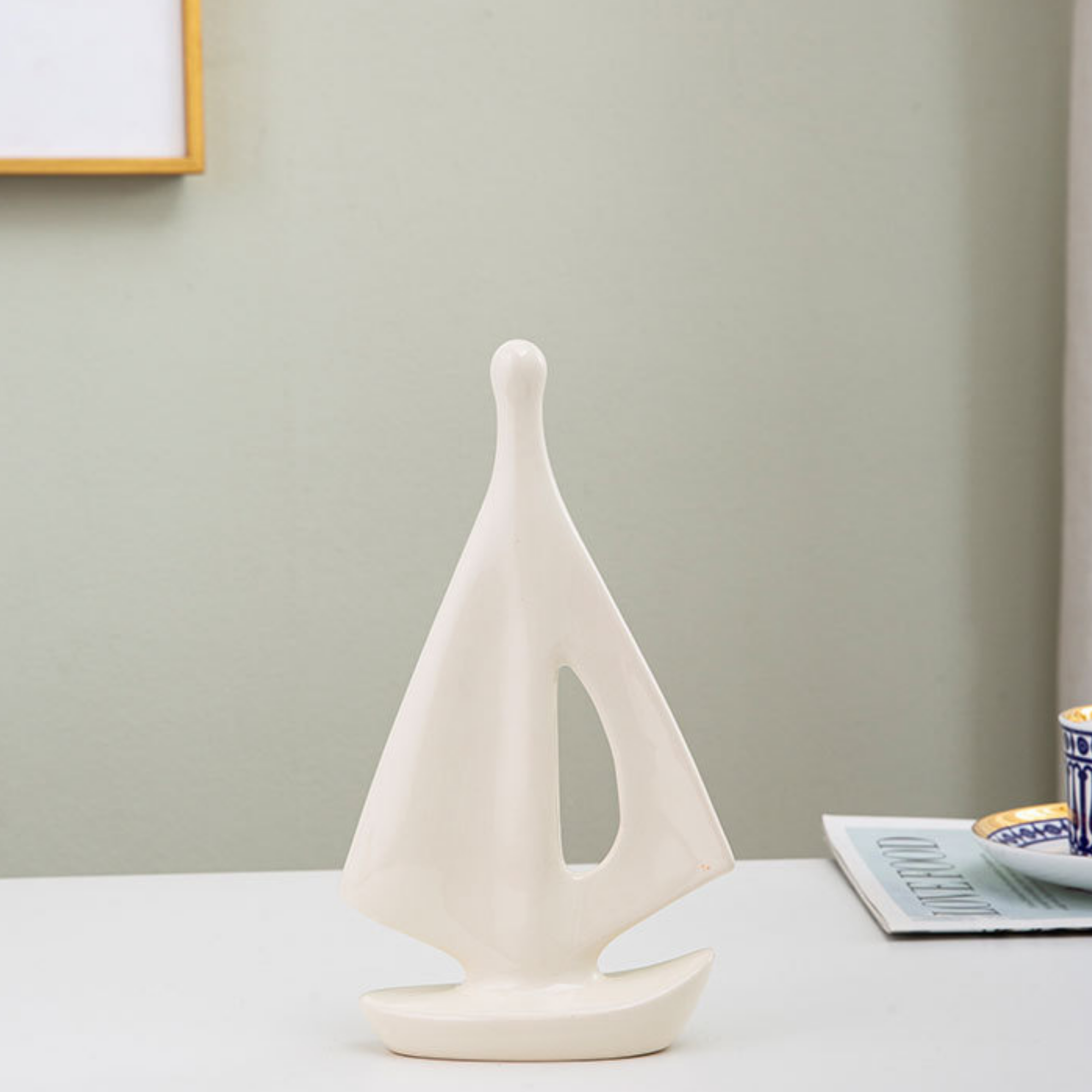 Luxury Ceramic Sailing Ship Ornament