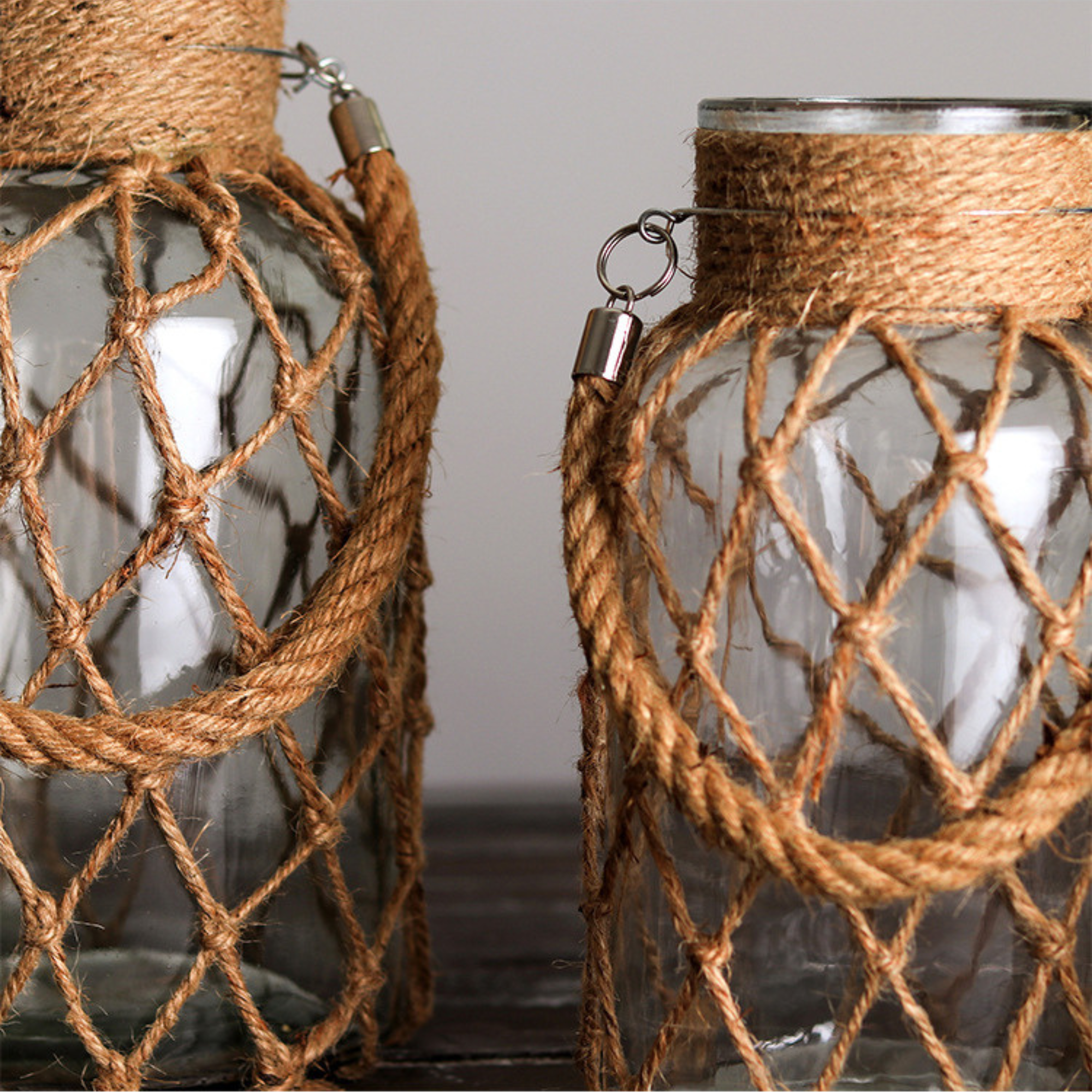 Hand-Woven Glass Vase with Rope Design