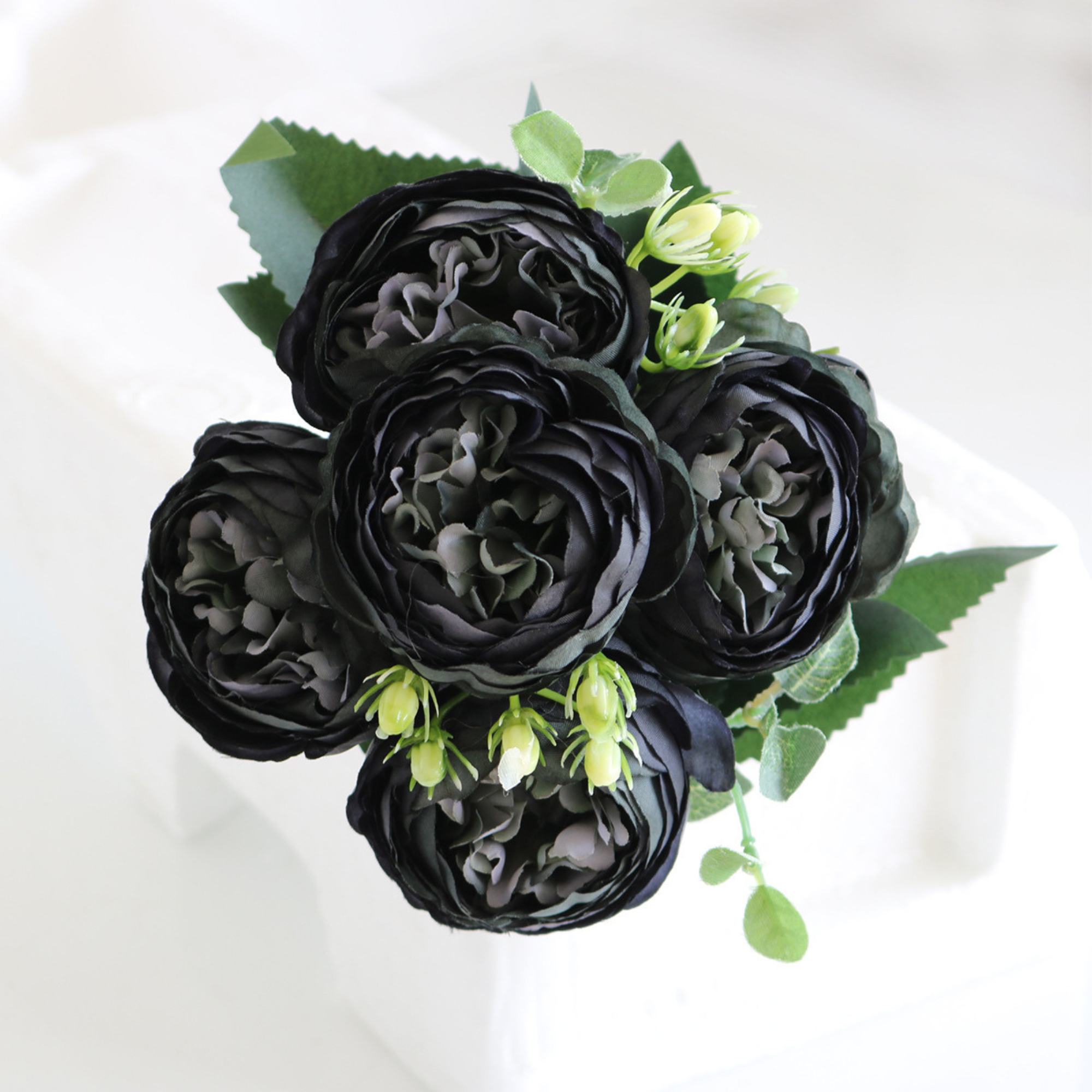 Black Purple - Silk Peony Artificial Flower Bouquet