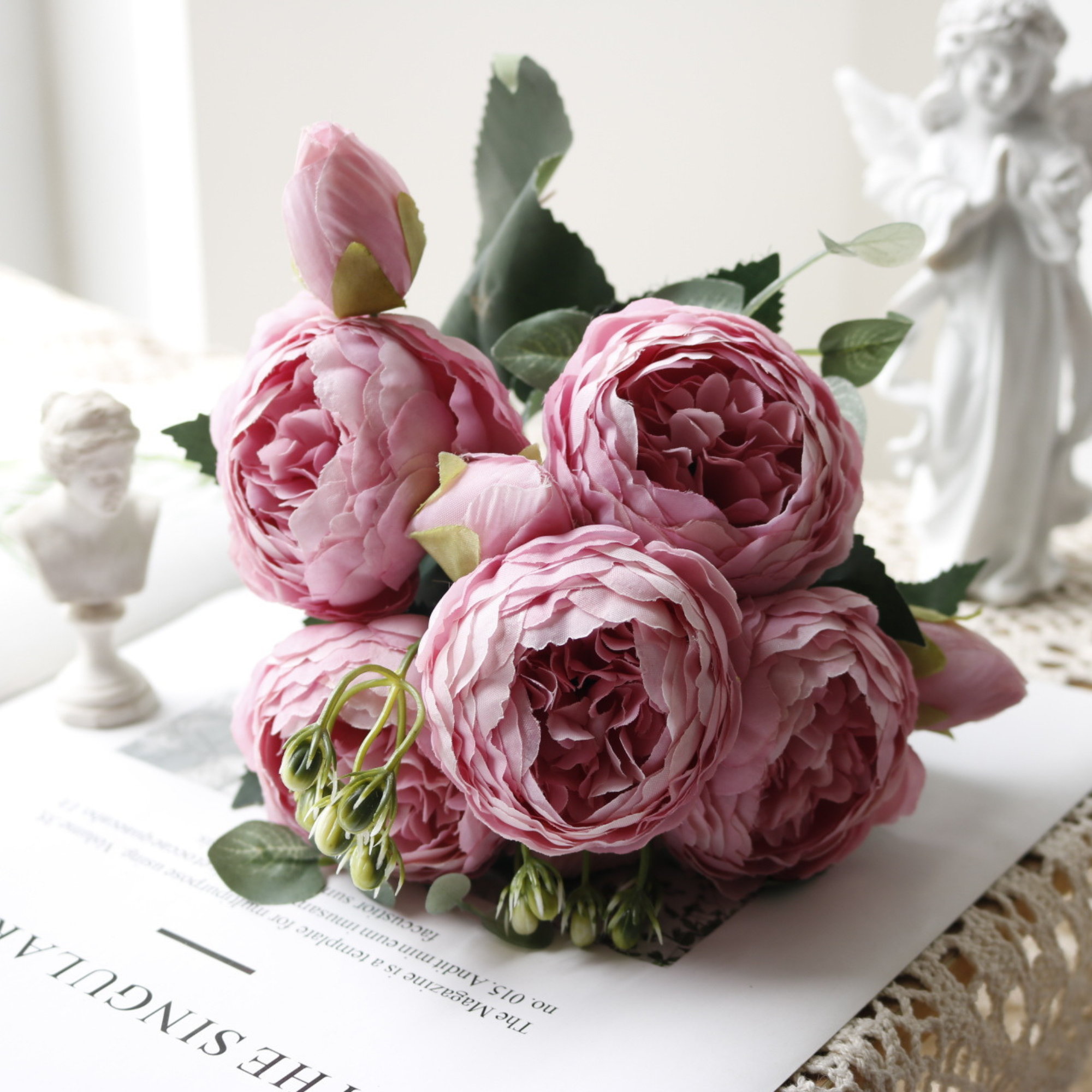 Light Pink - Silk Peony Artificial Flower Bouquet