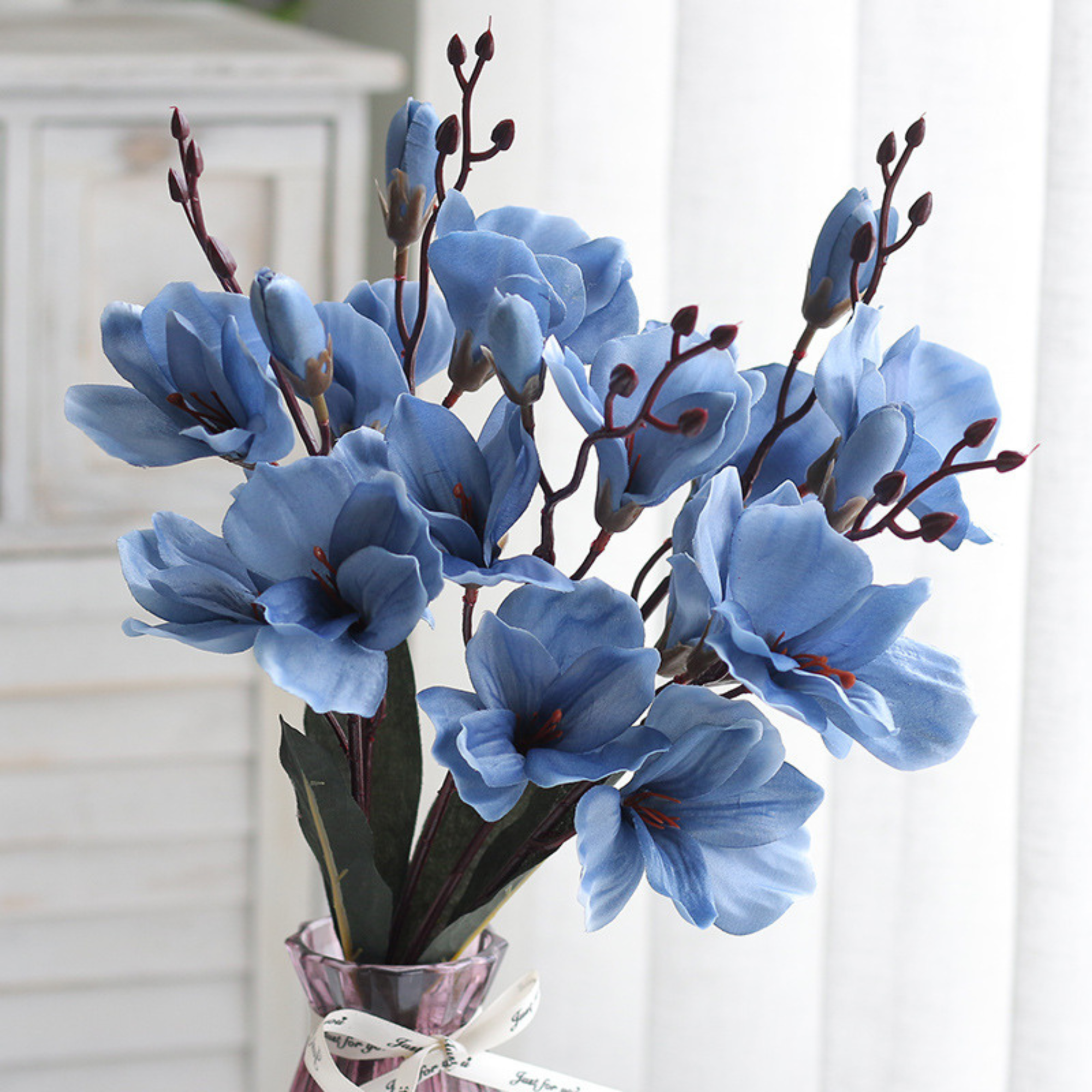 Dark Blue: Magnolia Bouquet Faux Artificial Flowers