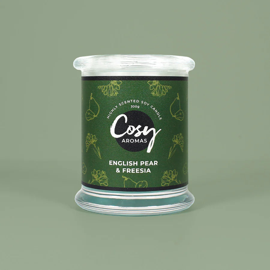 Cosy Aromas English Pear & Freesia - 240g Jar Candle