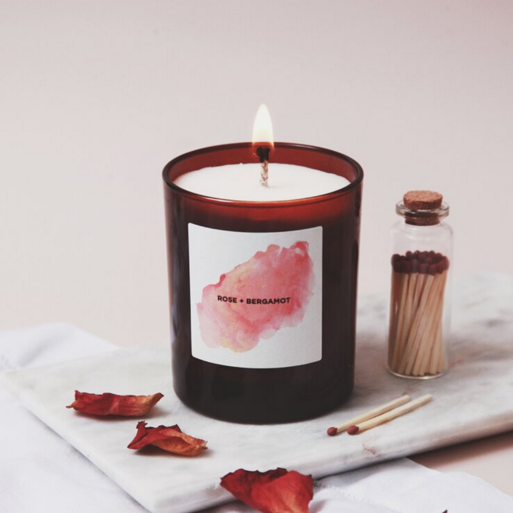 Self Care Co. Floral- Aromatherapy: Rose + Bergamot Eco Soy Candle ( 260g )