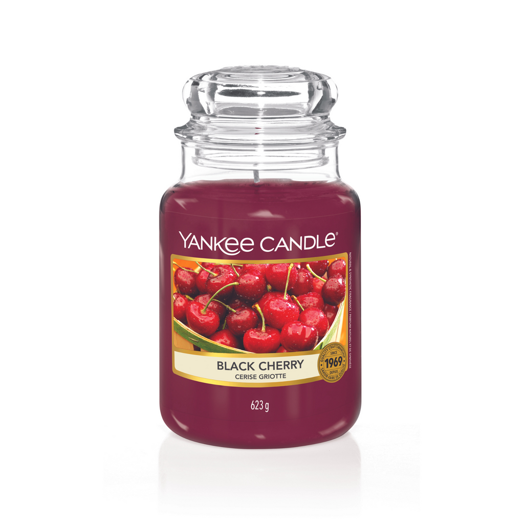 Yankee Candle Black Cherry Large Jar Candle. A fruity fragrance that absolutely captures the delicious richness, of ripe black cherries.