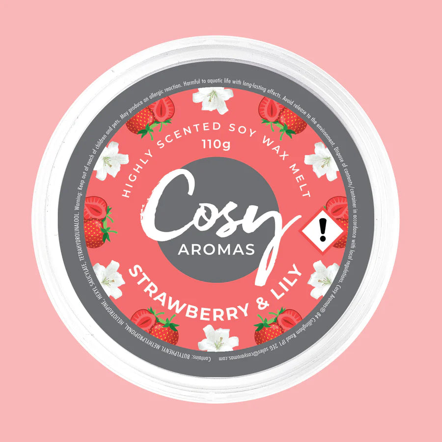 Cosy Aromas Strawberry & Lily - 110g Wax Melts